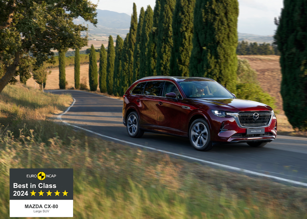 Mazda CX-80 von Euro NCAP als sicherstes Fahrzeug seiner Klasse ausgezeichnet