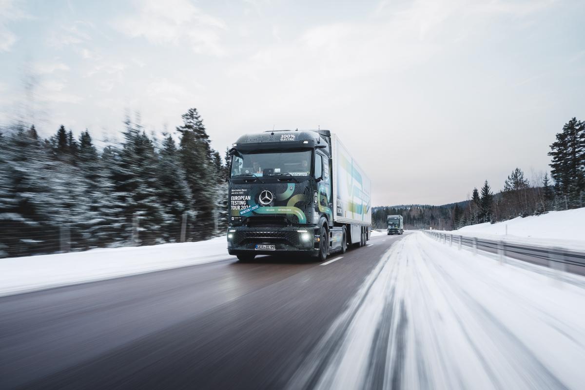 eActros 600 Europatour bei Schnee & Eis: Elektro-Lkw ist auch im Winter effizient unterwegs