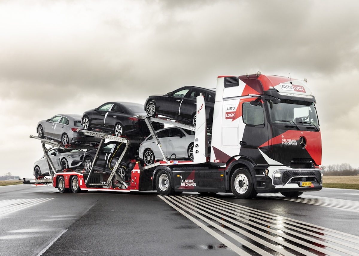 Erster eActros als vollelektrischer Autotransporter in Dänemark