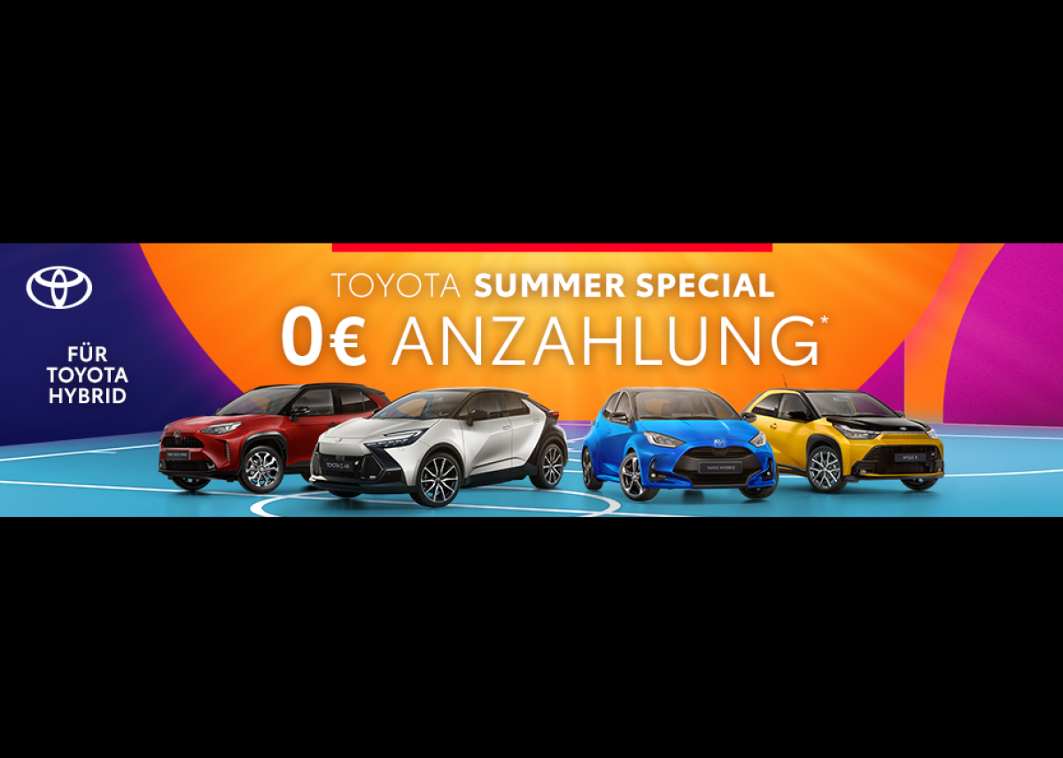 Toyota Summer Special: Hybrid ohne Anzahlung und 0 %-Finanzierung für ausgewählte batterieelektrische Modelle