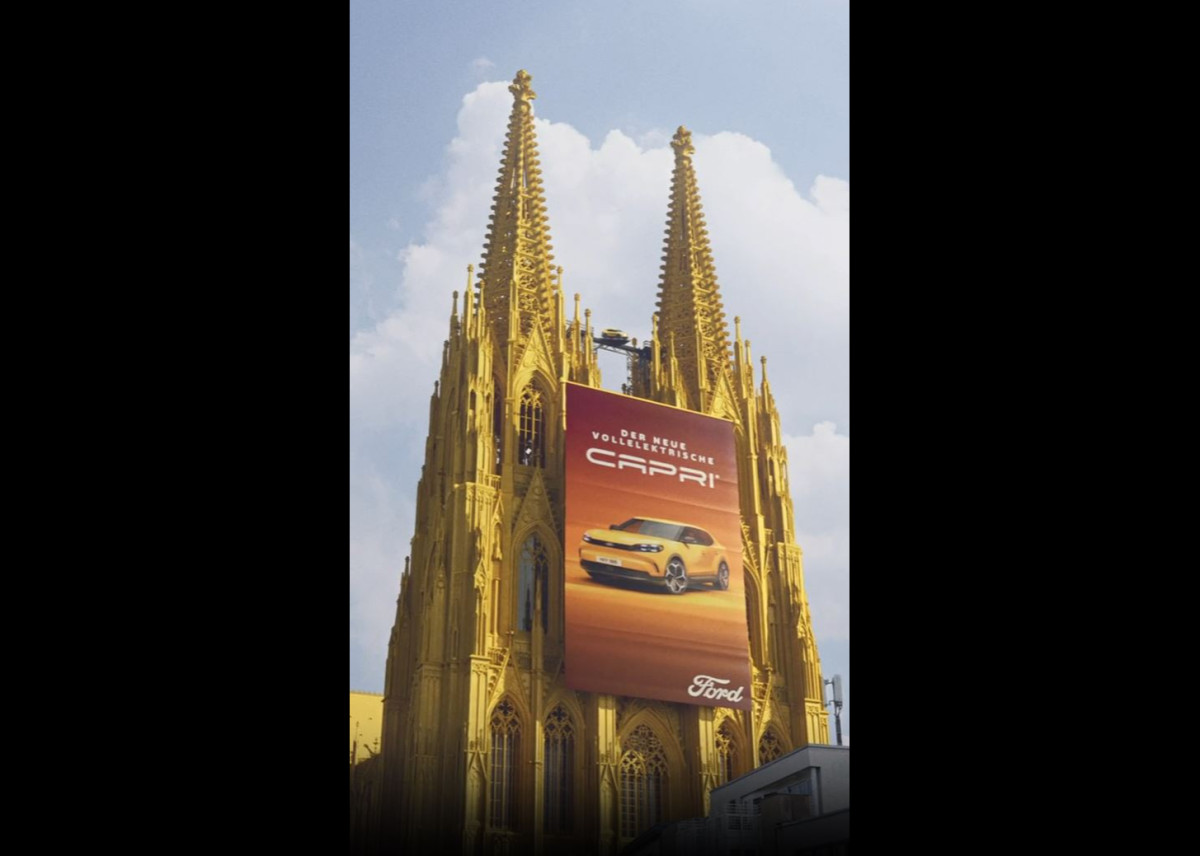 Ford lässt Kölner Dom zum Capri Launch mittels CGI in nahezu ursprünglicher Farbe erstrahlen