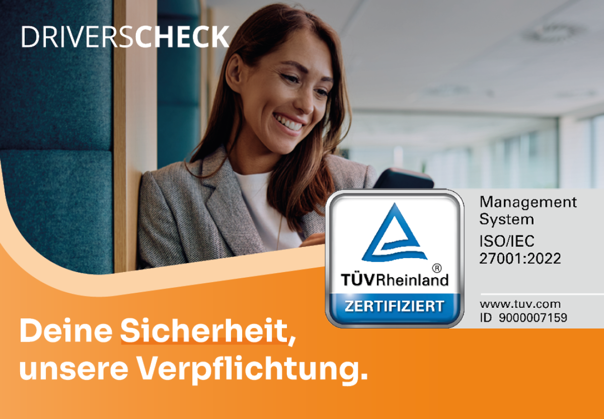 Erlebe die Zukunft des Fuhrparkmanagements mit DriversCheck – deinem ISO 27001 zertifizierten Partner für Informationssicherheit!
