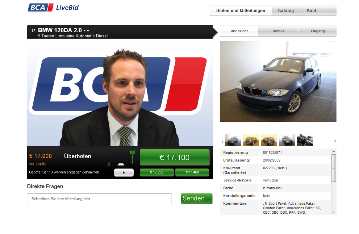 BCA LiveBid-Auktionen – neuartig und interaktiv