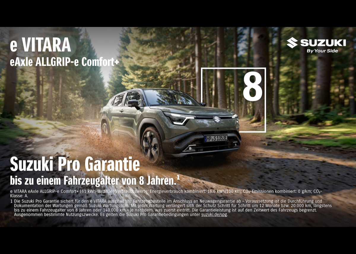 Suzuki Deutschland führt mit SUZUKI Pro eine Garantie bis zu einem Fahrzeugalter von 8 Jahren auf alle Modelle ein