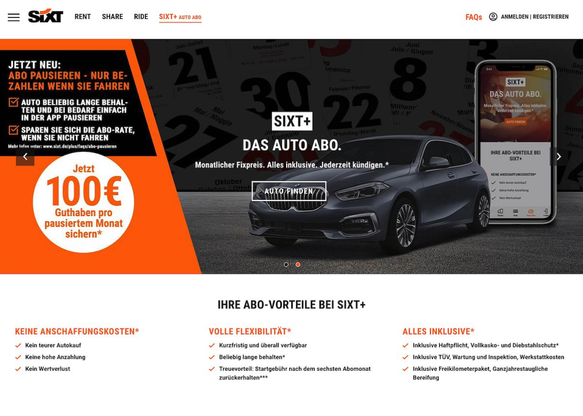 Pay-as-you-use bei SIXT+