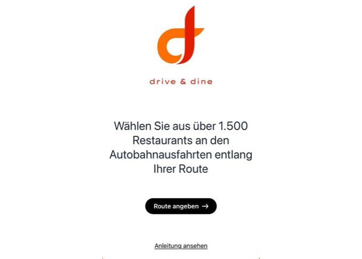drive & dine: App listet Gastronomie entlang von Autobahnen