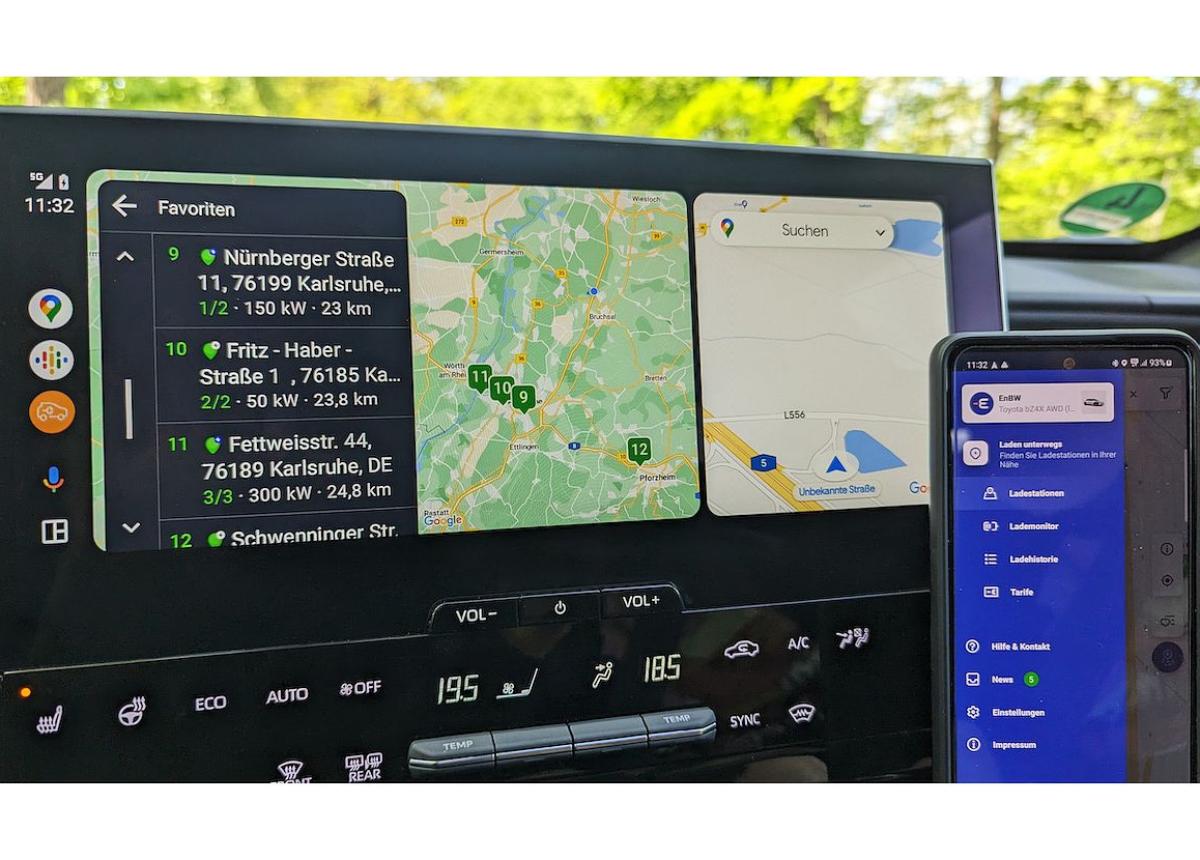 EnBW mobility+ App mit Android Auto: über 400.000 Ladepunkte in Europa auf dem Fahrzeugdisplay