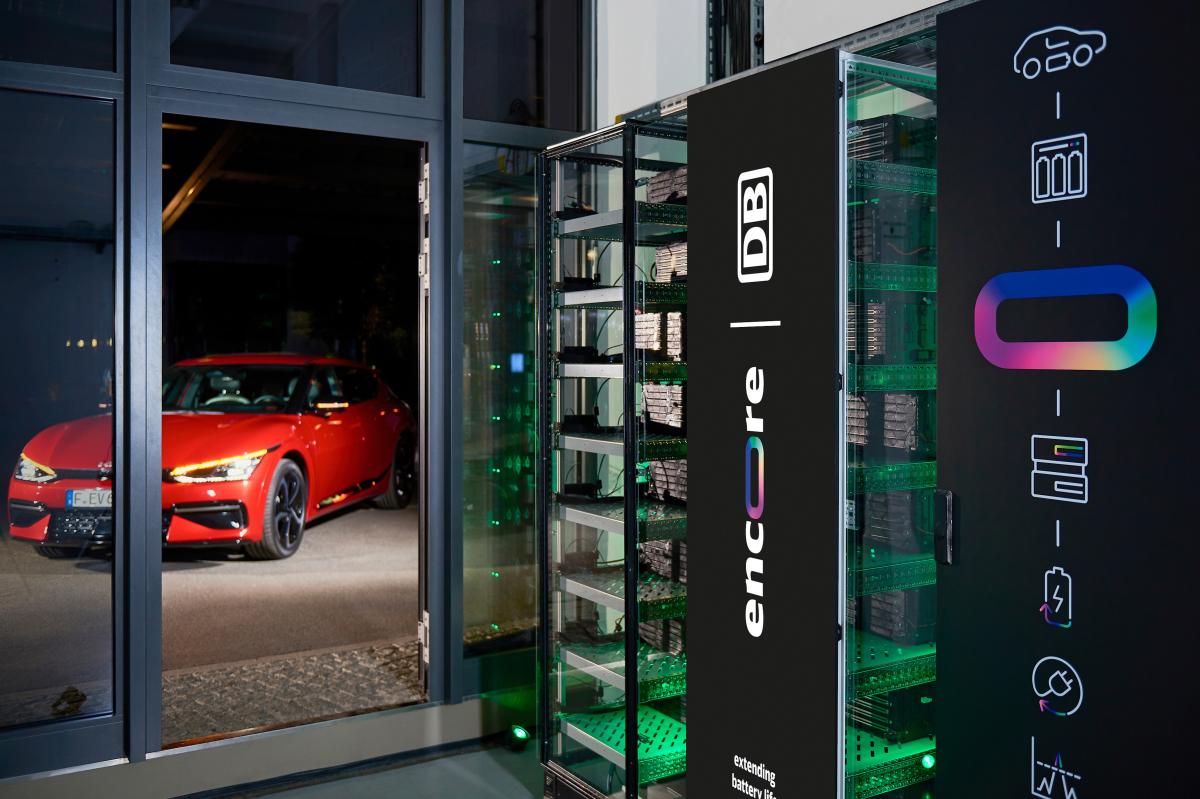 Kia Europe und Encore | DB kooperieren bei Wiederverwendung von Elektroautobatterien als Energiespeicher