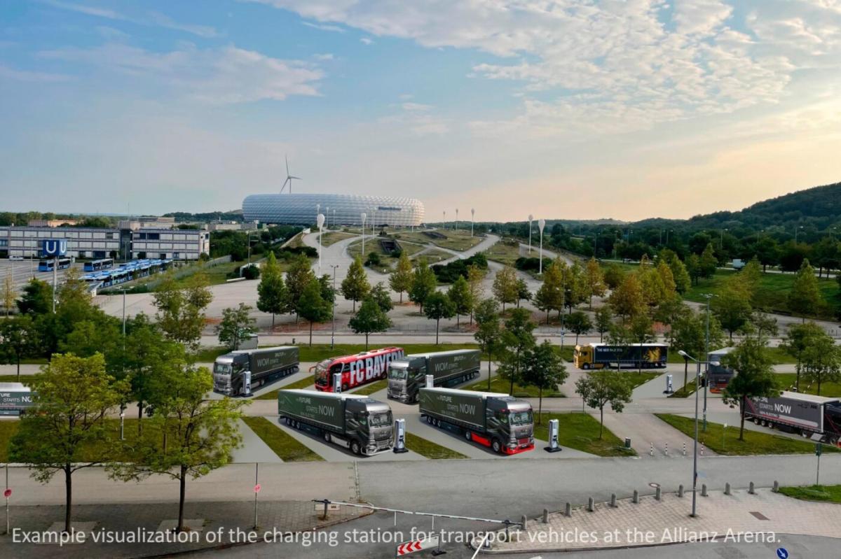 MAN und FC Bayern München planen öffentlichen Ladepark für eTrucks und eBusse