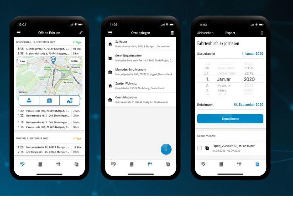 Die neue Mercedes me Fahrtenbuch App